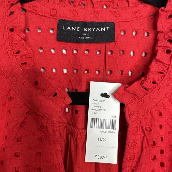 Lane Bryant Woman's Red Overlay Lined Tunic Top Size 18/20 V Neck Pullover NWT - Picture 4 of 9
